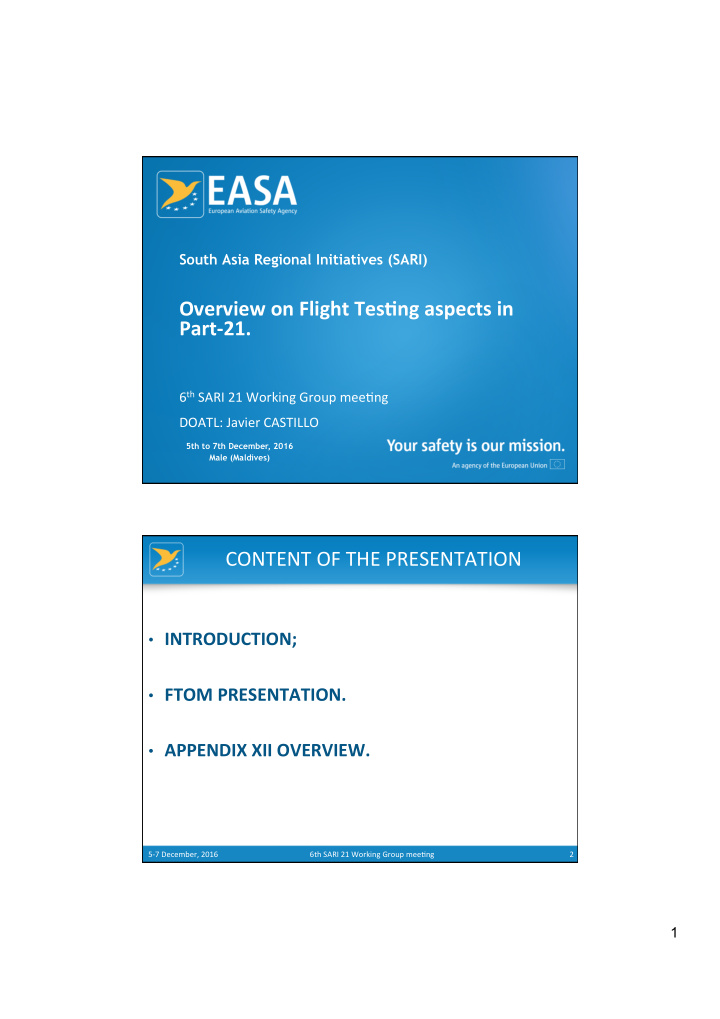 overview on flight tes1ng aspects in part 21