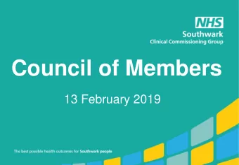 Council of Members  13 February 2019  Welcome  Dr Jonathan Love, CoM Chair  Dr Mitu Pandey, CoM