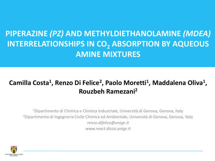 piperazine pz and methyldiethanolamine mdea