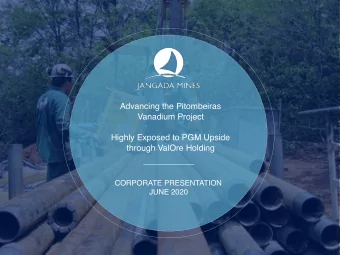 Advancing the Pitombeiras  Vanadium Project  Highly Exposed to PGM Upside  through ValOre Holding