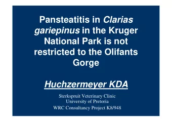 Pansteatitis in Clarias gariepinus in the Kruger  National Park is not  restricted to the Olifants