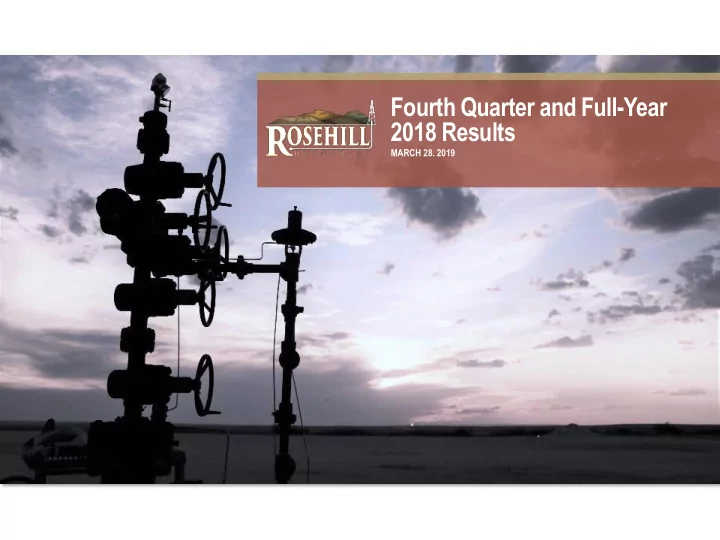 fourth quarter and full year 2018 results