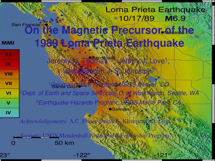 on the magnetic precursor of the 1989 loma prieta