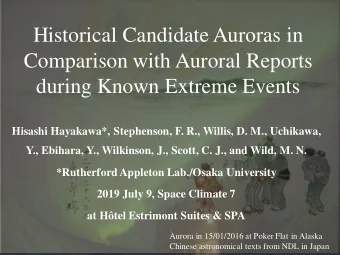 Historical Candidate Auroras in  Comparison with Auroral Reports  during Known Extreme Events