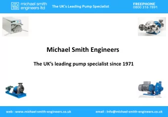 Michael Smith Engineers The UKs leading pump specialist since 1971  S Specialist pump