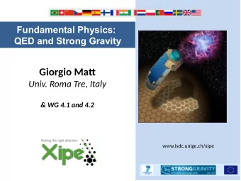 Giorgio Mat  Univ. Roma Tre, Italy  &amp; WG 4.1 and 4.2  www.isdc.unige.ch/xipe  Plan of the talk