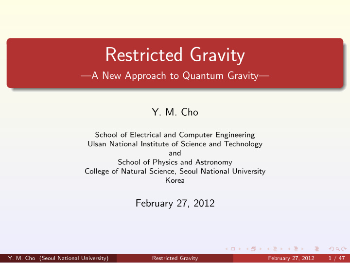 restricted gravity