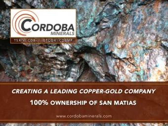 100% 100% OWNERSHIP OF SAN MA  OWNERSHIP OF SAN MATIAS TIAS  Toronto, Ontario M5H 3M7 Canada