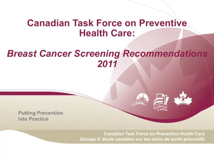 canadian task force on preventive health care breast