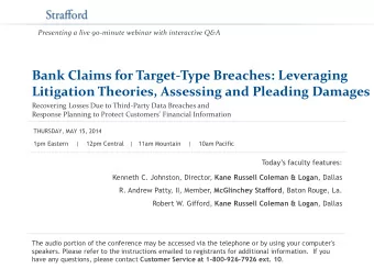Bank Claims for Target-Type Breaches: Leveraging  Litigation Theories, Assessing and Pleading