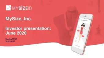 MySize, Inc.  Investor presentation:  June 2020  Nasdaq:MYSZ  TASE: MYSZ  Legal disclaimer  This