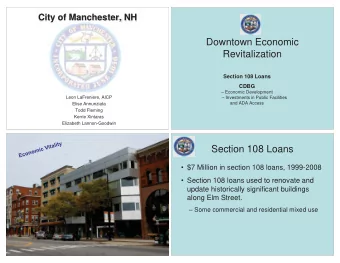 Revitalization  Section 108 Loans  CDBG  Economic Development  Leon LaFreniere, AICP