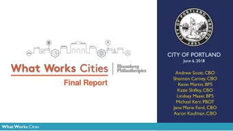 Final Report  Kevin Martin, BPS  Katie Shifley, CBO  Lindsey Maser, BPS  Michael Kerr, PBOT  Jane