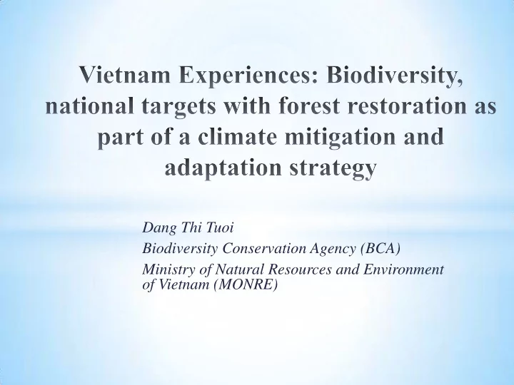 dang thi tuoi biodiversity conservation agency bca