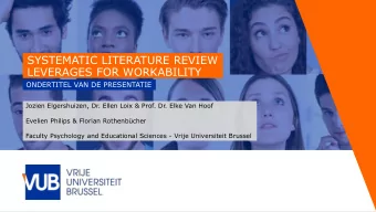 LEVERAGES FOR WORKABILITY  ONDERTITEL VAN DE PRESENTATIE  Jozien Elgershuizen, Dr. Ellen Loix &amp;