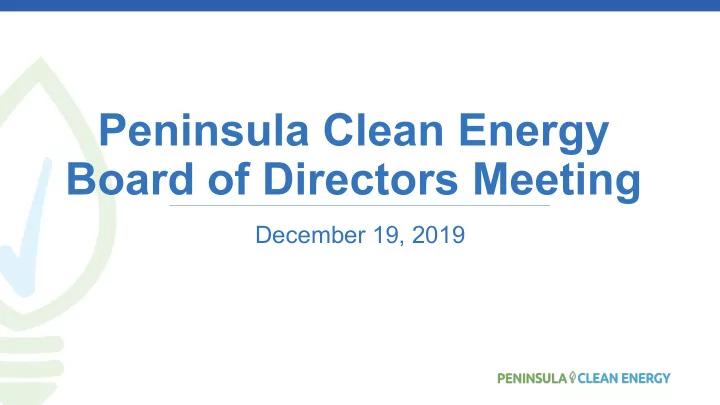 peninsula clean energy board of directors meeting