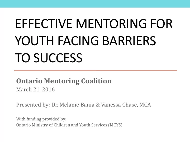 youth facing barriers