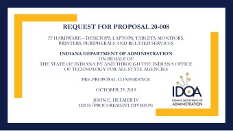 REQUEST FOR PROPOSAL 20-008 IT HARDWARE  DESKTOPS, LAPTOPS, TABLETS, MONITORS,  PRINTERS,