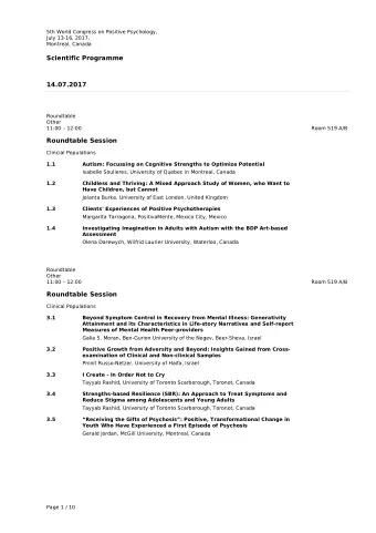 Scientific Programme  14.07.2017  Roundtable  Other  11:00  12:00  Room 519 A/B  Roundtable