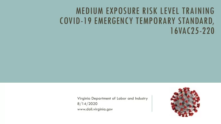 medium exposure risk level training covid 19 emergency