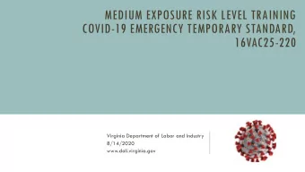 MEDIUM EXPOSURE RISK LEVEL TRAINING  COVID-19 EMERGENCY TEMPORARY STANDARD,  16VAC25-220  Virginia
