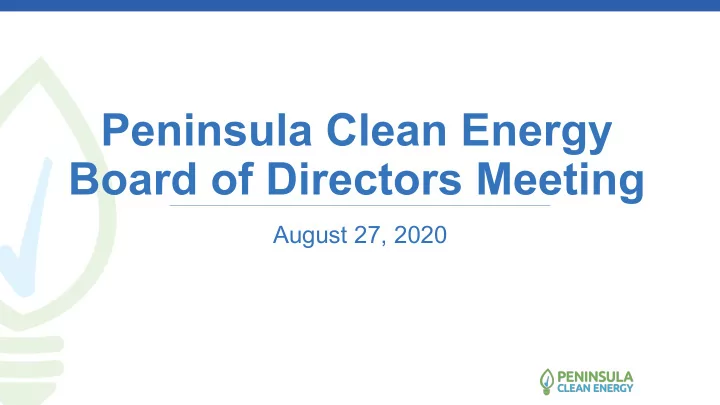 peninsula clean energy board of directors meeting