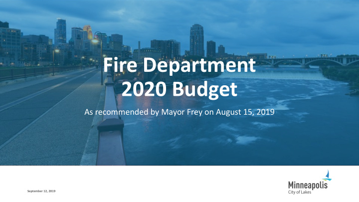fire department 2020 budget