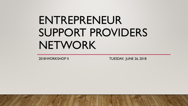 entrepreneur support providers network