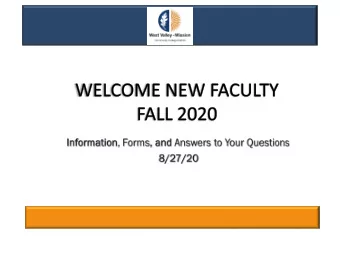 Presentation Faculty orientation 2016  HR Supervisor  10:00  10:10  Welcome &amp; Intro.  Mary