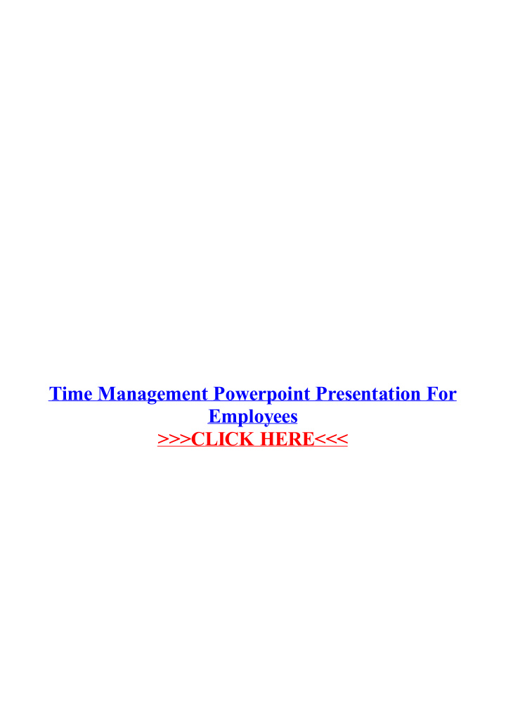 time management powerpoint presentation for employees