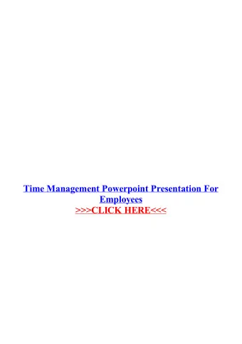 Time Management Powerpoint Presentation  For Employees  Download Time Management PowerPoint