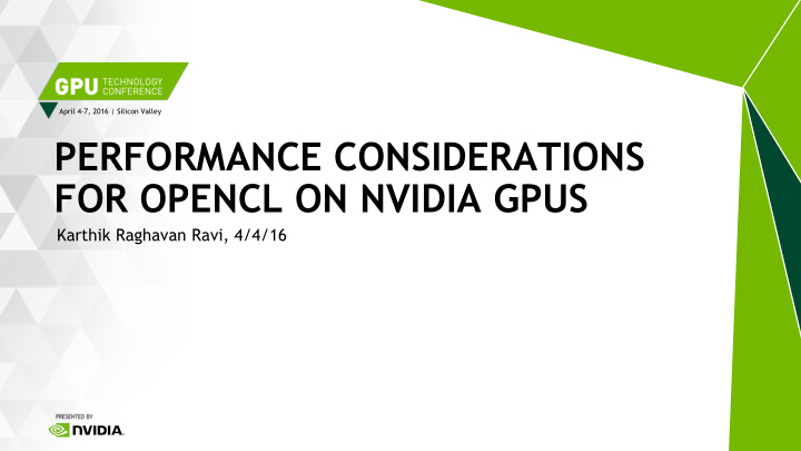 performance considerations for opencl on nvidia gpus
