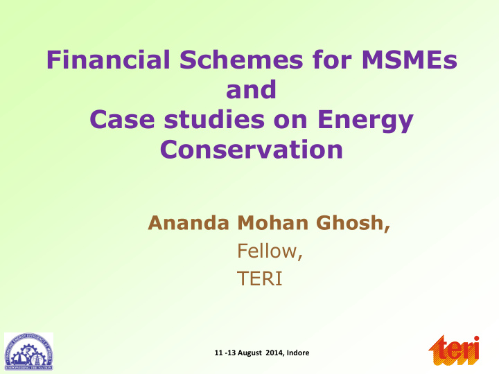 financial schemes for msmes and case studies on energy