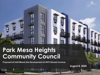 Park Mesa Heights  Community Council  Proposed 63-Unit Mixed-Use Development at 3475 Slauson Avenue