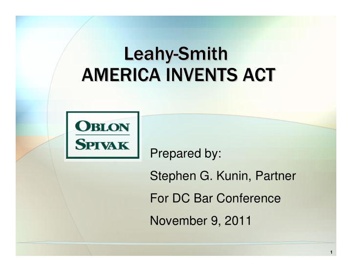 leahy smith leahy smith smith leahy america invents act