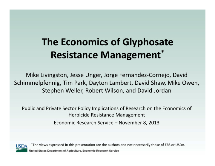 the economics of glyphosate