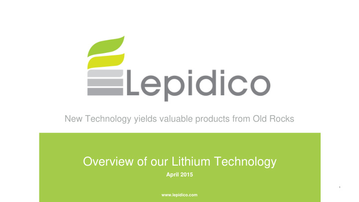 overview of our lithium technology