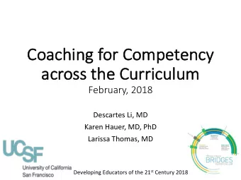 Coa  Coaching for  or Com  Competency  acr  across t  the C  he Cur  urriculum  iculum  February,