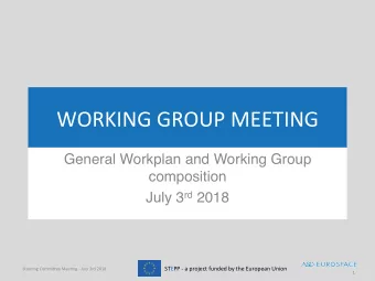 WORKING GROUP MEETING  General Workplan and Working Group  composition July 3 rd 2018  STEPP - a