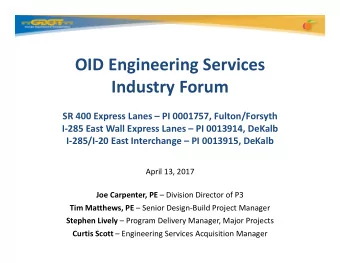 OID Engineering Services  Industry Forum  SR 400 Express Lanes  PI 0001757, Fulton/Forsyth