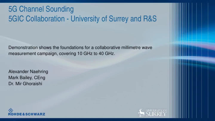 5g channel sounding 5gic collaboration university of