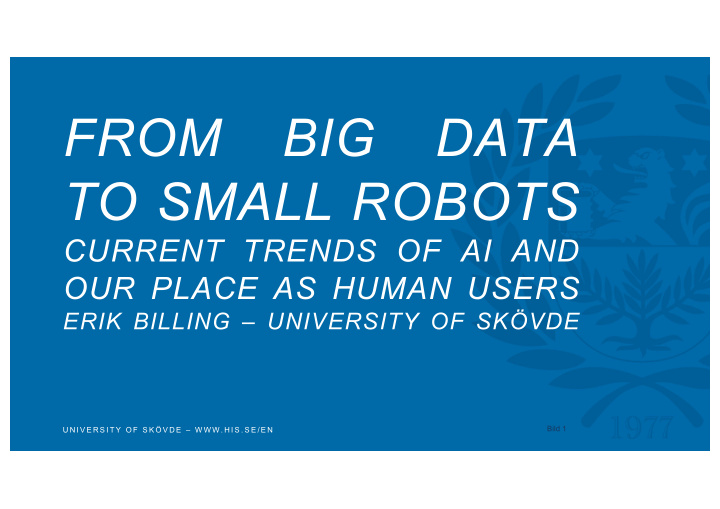 from big data to small robots