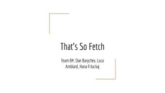 Thats So Fetch  Team B4: Dan Barychev, Luca  Amblard, Hana Frluckaj  Use Case  Want a puppy?