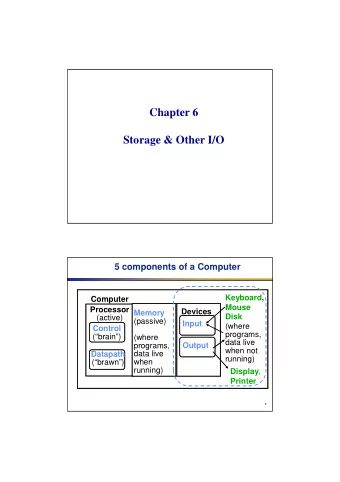 Chapter 6  Storage &amp; Other I/O  5 components of a Computer  Keyboard,  Computer  Mouse