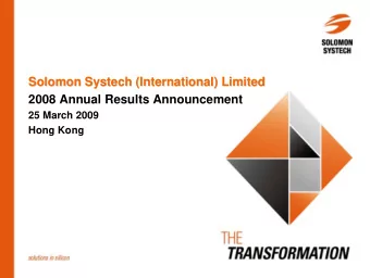 Solomon Systech (International) Limited  Solomon Systech (International) Limited  2008 Annual