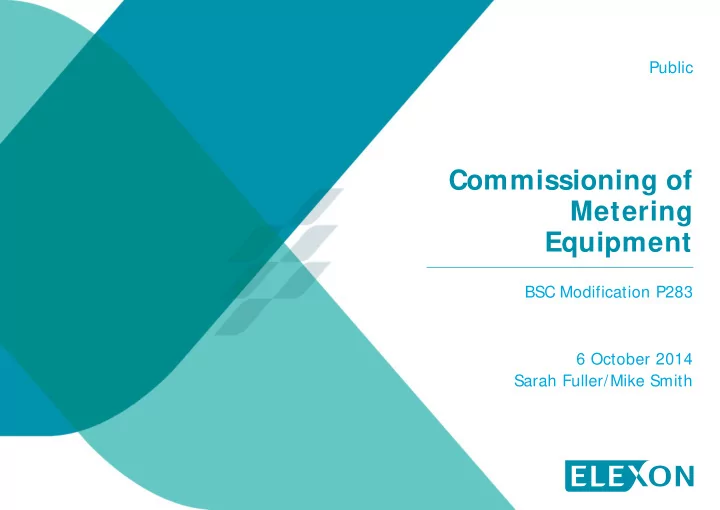 commissioning of metering equipment
