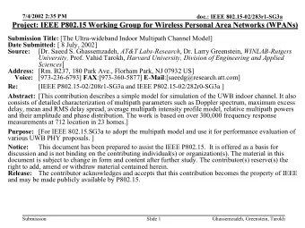 Project: IEEE P802.15 Working Group for Wireless Personal Area Networks (  etworks (WPANs  WPANs)