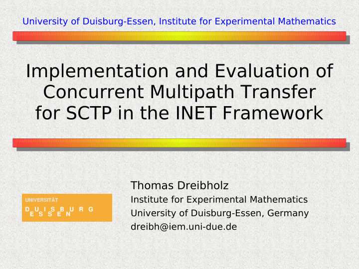 implementation and evaluation of concurrent multipath