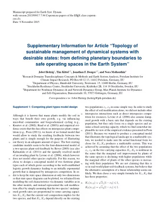 Supplementary Information for Article Topology of  sustainable management of dynamical systems