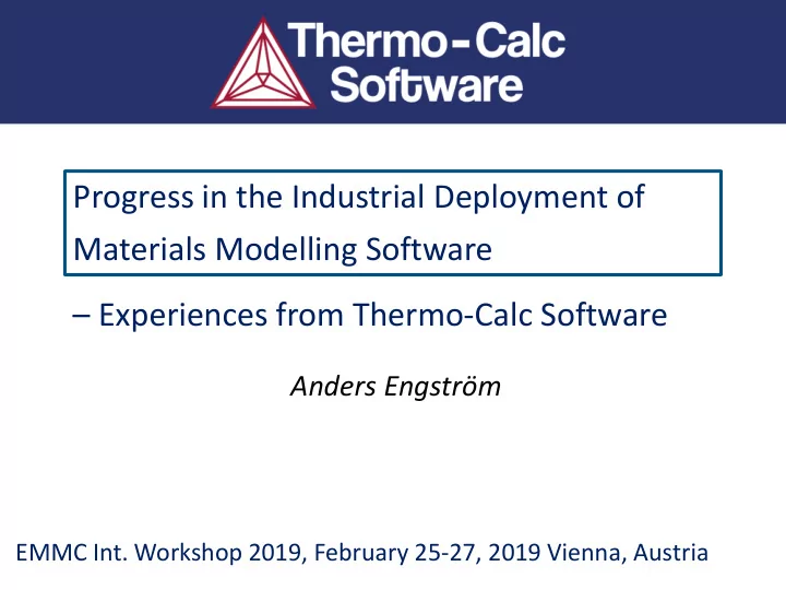 progress in the industrial deployment of